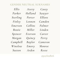 Gender Neutral Surnames  |names, surnames, gender neutral|