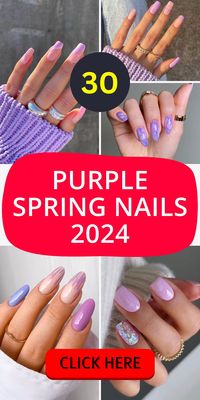 Step into spring with these breathtaking purple spring nails 2024. The coffin-shaped acrylic nails are adorned with pastel flowers and light designs, offering a trendy and sophisticated look. The blend of light and dark purple hues creates a unique and eye-catching effect.