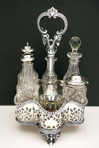 Finest Victorian Silver Plated 6 Bottles Cruet Set