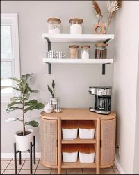 A coffee bar is perfect for any coffee lover needing an easy home addition. Find inspiration pictures paired with amazon links to make your coffee bar a new reality @Ideas 2 Yours  