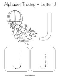 Alphabet Tracing - Letter J Coloring Page - Twisty Noodle