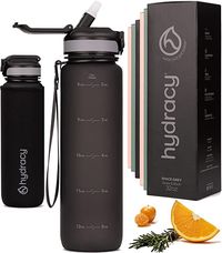 Hydracy Water Bottle with Time Marker and Straw - Large 1 Liter 32 Oz BPA Free Water Bottle -Leak...