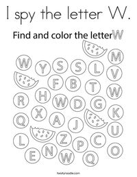 I spy the letter W Coloring Page - Twisty Noodle