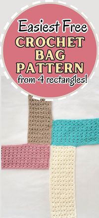 This easy crochet bag free pattern is made from 4 rectangles. It is perfect for spring and beginner friendly. This spring crochet bag made from rectangles is the perfect addition to any wardrobe. Simple, quick and fund crochet project everyone should try.