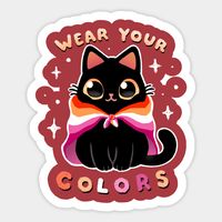 A cute Lesbian cat, who wears the Lgbt flag with pride and shows he stands for gender identity and queer rights! This black kitty is full of love, rainbow and colors. Love is love! -- Choose from our vast selection of stickers to match with your favorite design to make the perfect customized sticker/decal. Perfect to put on water bottles, laptops, hard hats, and car windows. Everything from favorite TV show stickers to funny stickers. For men, women, boys, and girls.