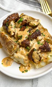 Loaded Baked Potato with Steak Bites