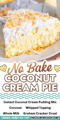 If you’re looking for a luscious and creamy pie that everyone is sure to love, this No Bake Coconut Cream Pie is it! Plus it only needs 10 minutes of prep!