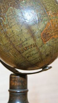 Very rare miniature German globe by C Abel Klinger, in original condition.