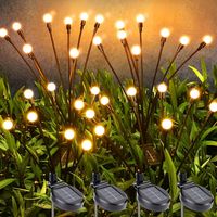 Brizled Solar Garden Lights, 4 Pack 8 LED Solar Firefly Lights Warm White, 2 Modes Solar Swaying Lights, Solar Firefly Lights Outdoor Waterproof Solar Decorative Lights for Pathway Garden Yard Fence