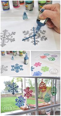 How to snowflake window clings.  Decorate for Xmas party or just for the season