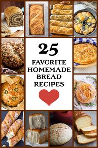 25 Favorite Homemade Bread Recipes from RecipesForHolidays.com. Happy Homemade Bread Day November 17th.