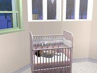 Mod The Sims - Updated - 1 Tile Maxis Crib with dust ruffle - New Meshes - Mod