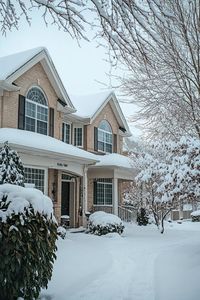 Suburban house exterior in winter. Discover the charming and practical designs of suburban houses in a fresh and fun way.