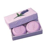 Two engraved lavender scented soaps in a gorgeous and reusable mulberry paper box. Made in Australia. Size: 2 x 75g. (13226)