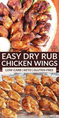 No mess dry rub chicken wings are coated with a simple blend of spices and cooked until crispy. You get tasty bites without a messy sauce.