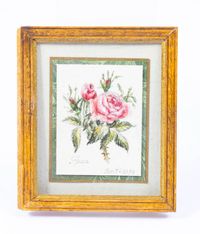 Dollhouse Miniature ~ Grace S. Smith Rose Centifolia Painting Replica