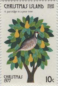 ♥ ◙ Christmas Island, Postage Stamp,The Twelve Days of Christmas, Partridge in a Pear Tree. ◙