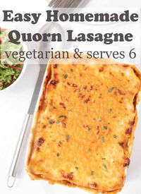 Easy homemade quorn lasagne is delicious. This vegetarian quorn mince recipe serves up to six people. Making it a great meat free meal for entertaining. #neilshealthymeals #recipe #easy #homemade #quorn #lasagne #quornlasagne #dinner