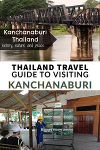 Kanchanaburi Thailand can be a day trip from Bangkok, or a nice place to spend a few days. A guide to visiting Kanchanaburi Thailand and things to do there including WW2 history (Bridge on the River Kwai and Death Railway), Waterfalls, National Parks and elephants! #Kanchanaburi