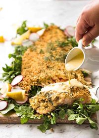 Baked Parmesan Crusted Salmon with Lemon Cream Sauce