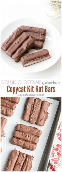 Double Chocolate Copycat Kit Kat Bars - gluten-free. Chocolate with crisp wafers inside for a great snap! Gluten option too. - BoulderLocavore.com