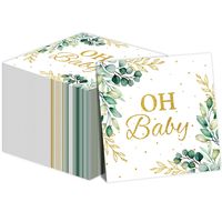 Eucalyptus Leaf Oh Baby Napkins Greenery Baby Shower Party Supplies Sage Green Luncheon Napkins Disposable Paper Napkins for Baby Shower Boys Girls Kids Table Decorations (50 Pack)