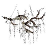 Collection: Organic, residentialShape: Intricate BranchSize: 48" Width x 22" Height (Custom sizes are also available!)Lights: 12 L110V USA/220V Europe 20WG4 halogen bright bulbs (included)Weight: 72 lbs.Materials: Hollow steel frame and LED Swarovski crystalsFinish: Polished Chrome: (optional) 12 feetCeiling Plate: 5” DiameterCrystals: World-class high-quality 30% LED Swarovski crystals; Smoky and clear colours (Other colours available as well!)Assembly: Fully AssembledDimmer Switch Compatible: