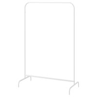 MULIG Clothes rack, white, 39x18 1/8". Can be used anywhere in your home, even in damp areas like the bathroom and under covered balconies. The plastic feet protect the surface against scratching.