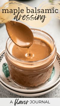 An easy, small batch recipe for maple balsamic dressing that makes about 1/3 of a cup! The perfect salad dressing for any time of year. #balsamicdressing #balsamicmapledressing #smallbatchrecipes #balsamicvinegarrecipes via @aflavorjournal