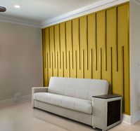 Slat Accent wall panels, ready to install, MDF wall panels,  3D accent wall panels kit, wall design, accent wall art, custom wall decoration Accent wall panels are made from MDF 1/2 in. Ready to paint Regular size: Width - 1.5 in and 2 in. Length - 59.75 in. You can order custom size. The boards are cut in half for delivery.  The boards are not self-adhesive.