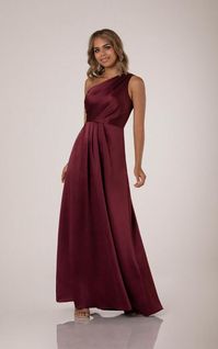 One-Shoulder Charmeuse Bridesmaid Dress with Subtle Pleats - Sorella Vita Bridesmaid Dress