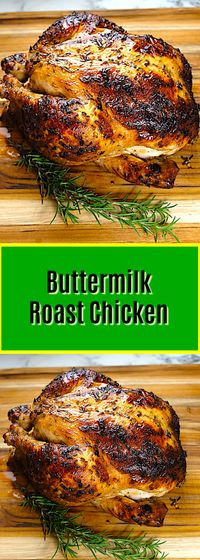 Marinating a chicken overnight in buttermilk and spices is a very traditional method in the southern USA prior to frying. The buttermilk, salt, and other spices act as a brine to really infuse a tremendous amount of flavor into the chicken. Producing a very tender, juicy and delicious roast chicken. #chicken #roastchicken #rosemarychicken #juicychicken #lemonchicken #rosemary #lemon #meat #cooking #foodie #easyrecipe #quickrecipe #buttermilkmarinade #buttermilkchicken #buttermilkroastchicken