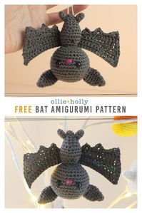 Free Halloween Bat Ornament Amigurumi Crochet Pattern - Ollie + Holly | Amigurumi Crochet Patterns