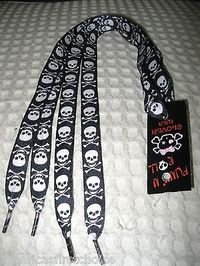 Premium 38" Black w/White Skulls&Crossbones Rockabilly Punk Shoe laces Shoelaces 88308337486 | eBay