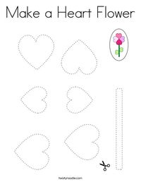 Make a Heart Flower Coloring Page - Twisty Noodle