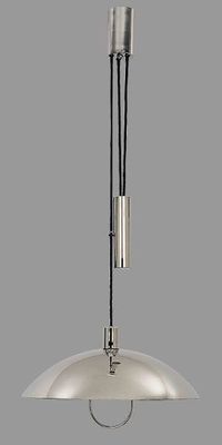 11 - Bauhaus pendant lamp HMB 25/500 Type of Object: pendant lamp Medium: stainless steel formed plate Date: 1925 Maker: Marianne Brandt and Hans Przyrembel OBS: Luminaire