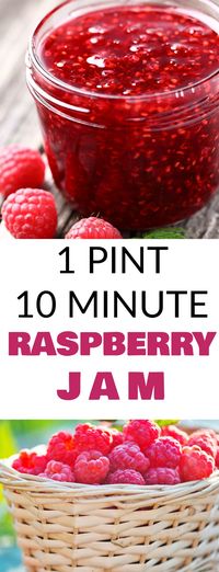 EASY 1 PINT 10 MINUTE Raspberry Jam! This simple recipe uses 1 pint of fresh raspberries, honey and lemon juice to make delicious jam! This homemade jam is healthy and requires no pectin and no sugar! I always make 2 jars - one to store in the refrigerator and one to store in the freezer! follow:www.foodanddating.com