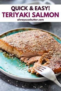 Oven baked teriyaki salmon is a super easy dinner dish that takes 1 minute to prep and can be made with store-bought or homemade teriyaki sauce. Want to make it yourself? A deliciously simple 10 minute recipe for teriyaki sauce using only honey, mirin and soy sauce is included.