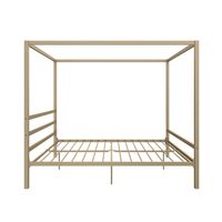 Add elegance and sophistication to your bedroom with the Room & Joy Briella Metal Canopy bed. This royal looking bedframe is sturdily constructed with durable metal ensuring safe and comfy nights. The Briella comes with metal slats as well that allow air to pass freely beneath your mattress, keeping it fresher longer, without needing a box spring or foundation! The Briella is the perfect centerpiece for a fancy bedroom or the ideal frame that could transform a kid's space into a magical forte by