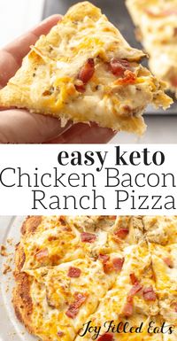 Chicken Bacon Ranch Pizza | Keto, Low Carb, Gluten-Free