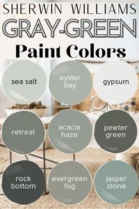 Ultra Sophisticated Gray Green Paint Colors (Sages by Sherwin Williams, Benjamin Moore, and M… in 2022 | Green grey paint, Sherwin williams paint colors green, Paint colors