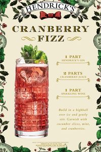 Looking for an easy gin cocktail for your holiday party? Well, look no further! Hendrick’s makes hosting simply delectable with our festive Cranberry Fizz. How to Make: In a highball, mix 1 part HENDRICK’S GIN, 2 parts Cranberry Juice, and 1 part Sparkling Wine. Garnish with cucumber slices, cranberries, and serve. Please drink the unusual responsibly. #HendricksGin #GinCocktail