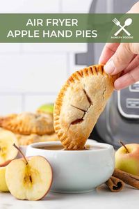 These Air Fryer Apple Hand Pies have a sweet, brown sugar apple cinnamon filling, inside a perfectly flaky pie crust. They are the delicious way to enjoy a personal sized apple pie. Best of all, they are ready in less than 30 minutes. | Hungry Foodie