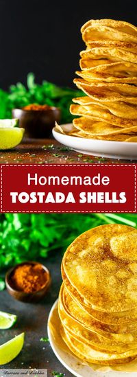 These homemade tostada shells are freshly fried, perfectly crunch and a delicious alternative to your typical Taco Tuesday recipes. Get this recipe for tostada shells at Burrata and Bubbles.     #homemadetostadashells #tacotuesdayrecipes #tostadashells #tostadarecipes   #friedtostadas