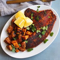 Louisiana Rub Tilapia with Roasted Sweet Potatoes