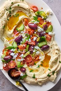 Greek Style Loaded Hummus | Olive & Mango