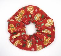 Gingerbread Candy cane Patterned Christmas Hair Scrunchie