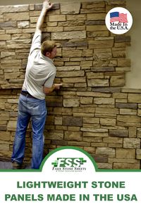 Our Lightweight stone panels are made in the USA. They are easy to install and make for a beautiful talking piece for indoor or exterior renovation projects!