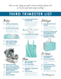 Preparing for baby: Third trimester checklist printable