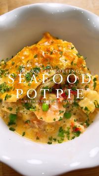 Jess Larson | PWWB | 🦞🍤SEAFOOD POT PIE🍤🦞The ultimate cozy seafood dinner! Fold shrimp, scallops, & lobster in a creamy chowder-inspired sauce, then top with fla… | Instagram